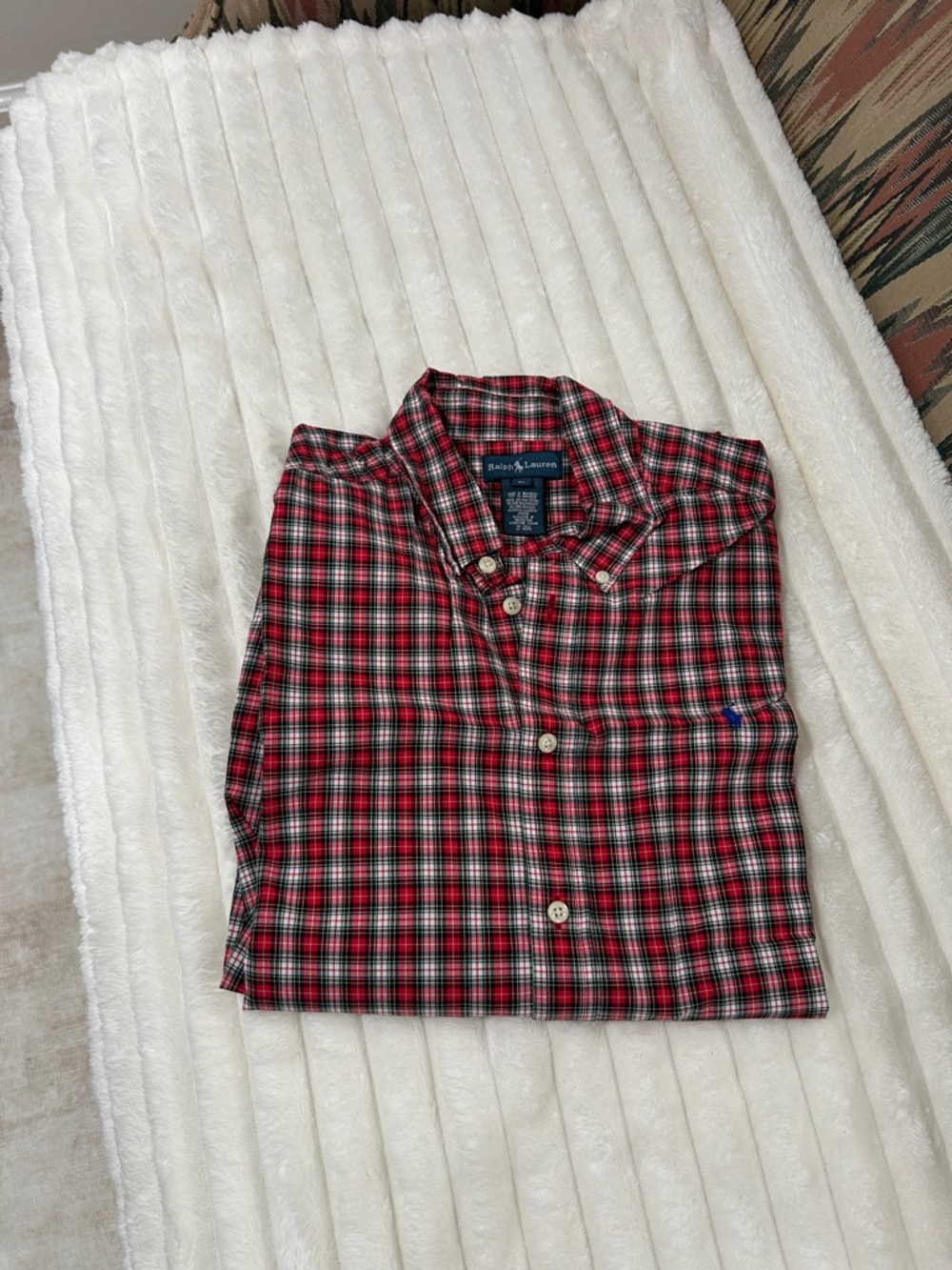 Polo by Ralph Lauren Red and Black Plaid Button-Down Shirt
